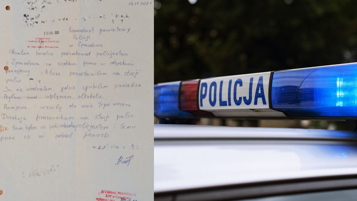 Podziękowania dla policjanta za pomoc w odzyskaniu pieniędzy 