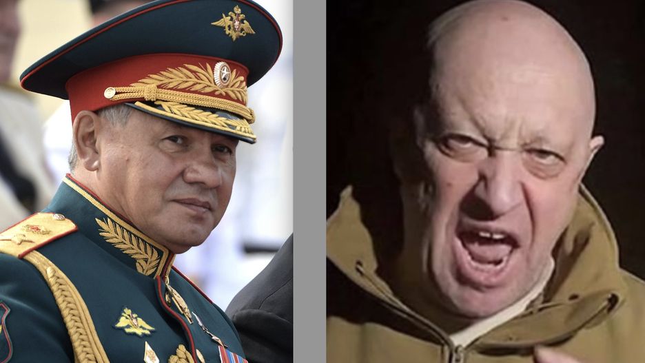Siergiej Szojgu, minister obrony narodowej Federacji Rosyjskiej i Jewgienij Prigożin, szef grupy Wagnera