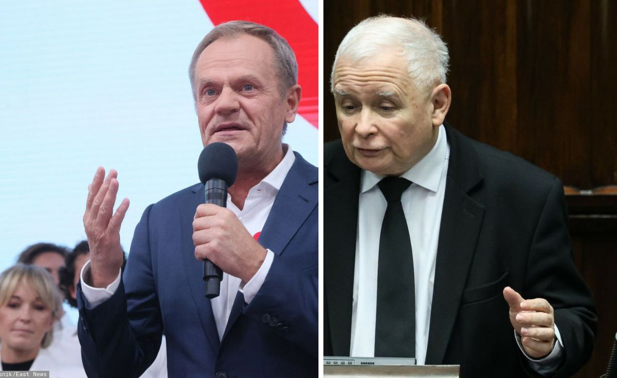 Od lewej premier Donald Tusk i prezes PiS Jarosław Kaczyński