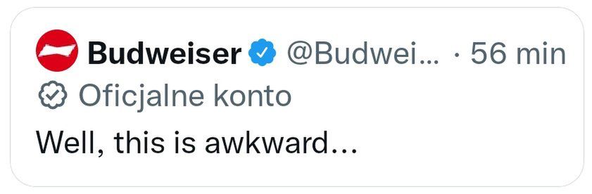 Skasowany wpis z oficjalnego konta Budwaisera