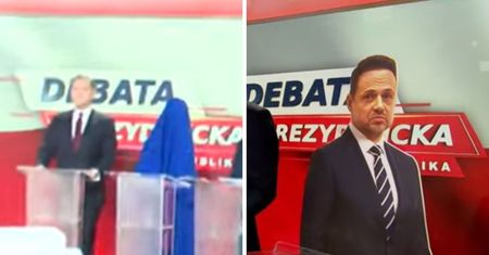 Trzaskowskiego nie było w Republice. Postawiono tekturową podobiznę