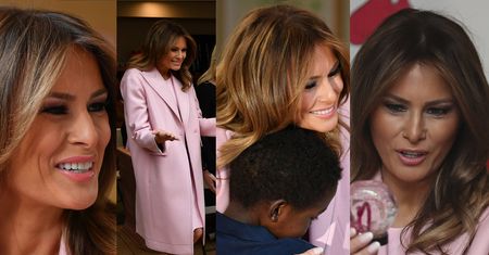 Melania Trump spędza walentynki z chorymi dziećmi w płaszczu za 9 tysięcy złotych