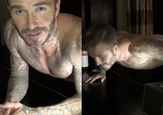 Półnagi Beckham robi pompki... na fortepianie (FOTO)