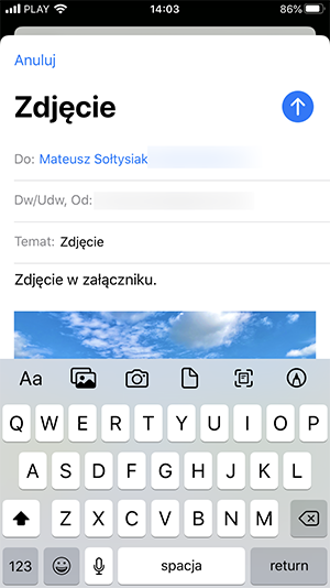 wpisz adres e-mail odbiorcy i tytuł