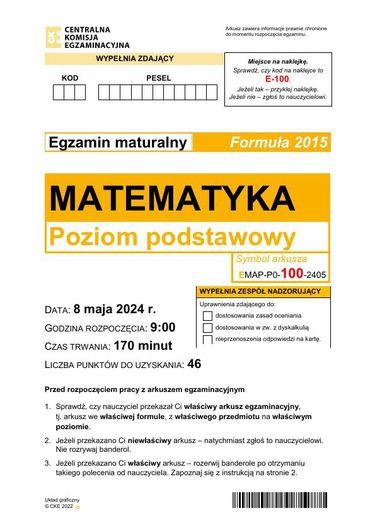 Matura 2024. Arkusze CKE. Matematyka w formule 2015