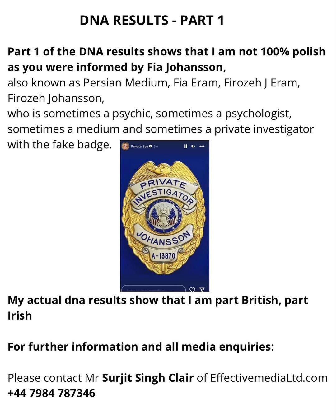 Wyniki badania DNA opublikowane przez Julię Wandelt