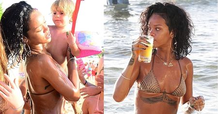 Rihanna w złotym bikini (ZDJĘCIA)