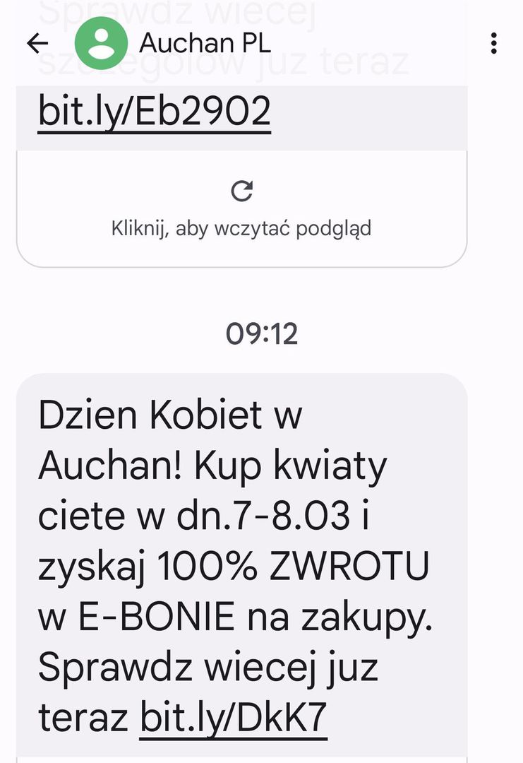 Auchan wysyła SMS-y do klientów