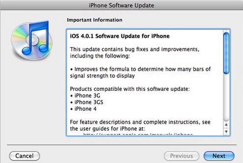 iOS 4.0.1 – czeka na pobranie