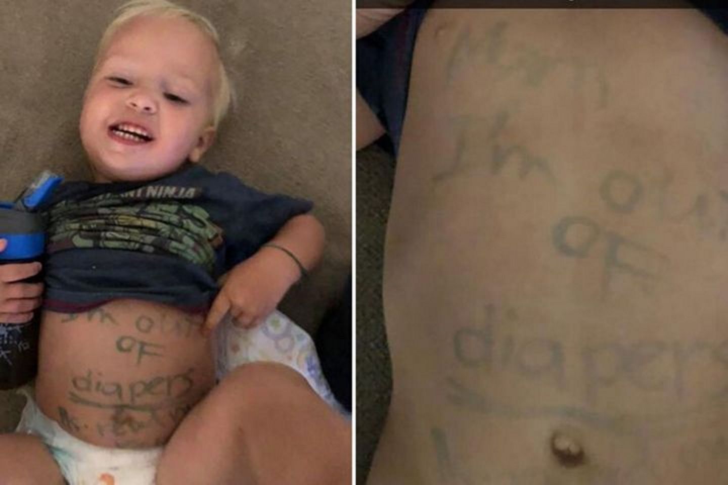 Opiekunki zostawiły wiadomośc do matki na brzuchu chłopca