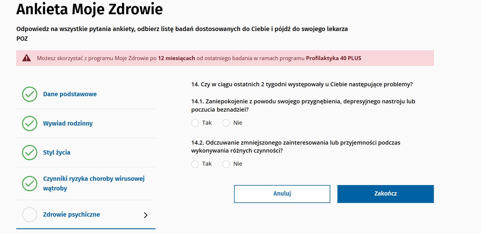 Zdrowie psychiczne w ankiecie