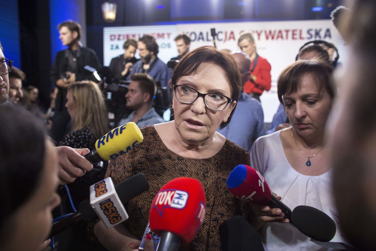 Ewa Kopacz podczas wieczoru wyborczego w PO