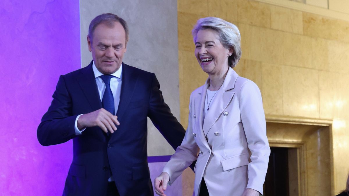 Ursula von der Leyen z wizyt? w Polsce
23.02.2024 Warszawa Wizyta przewodniczacej Komisji Europejskiej i premiera Belgii w Polsce Fot. Andrzej Iwanczuk/REPORTER 
N/z: Donald Tusk, Ursula von der Leyen
Andrzej Iwanczuk/REPORTER