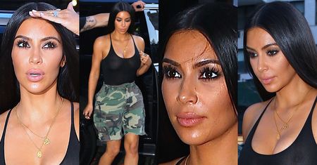 Spocona Kim Kardashian pokazuje sutki w prześwitującej bluzce (ZDJĘCIA)
