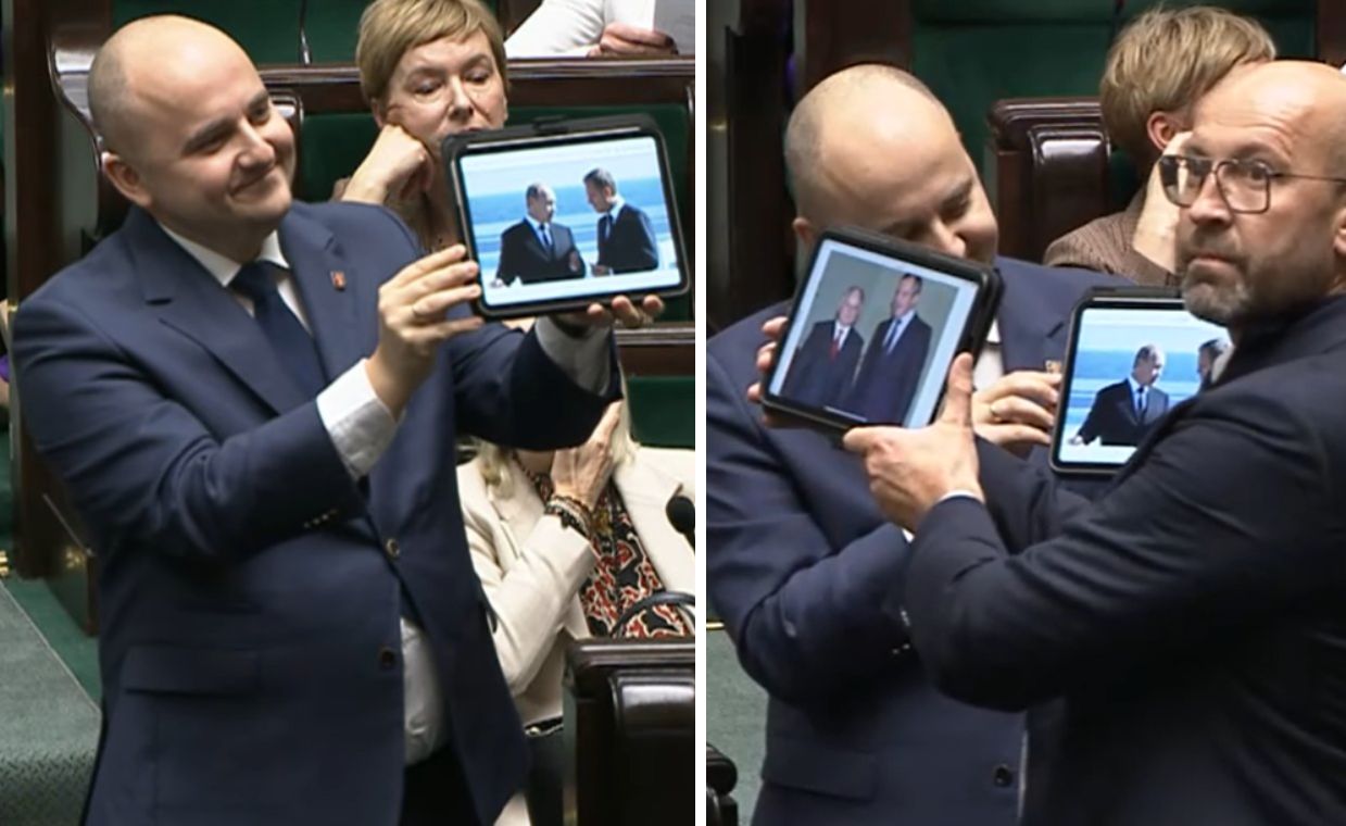 Poseł PiS sięgnął po tablet. Zareagował Hołownia