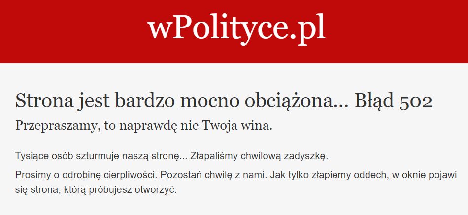 Komunikat na stronie wPolityce.pl