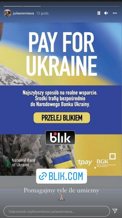 Julia Wieniawa żali się na koszmar o wojnie i namawia do wspierania Ukraińców 
