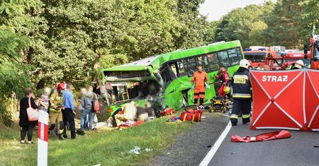 Dramatyczny wypadek pod Zieloną Górą. Jedna osoba zmarła. Ponad 50 jest rannych
