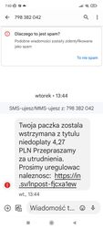 Fałszywa wiadomość SMS