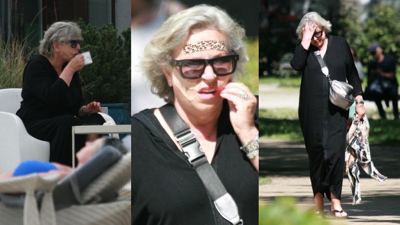 Krystyna Janda z PLASTRAMI na twarzy relaksuje się w towarzystwie reżyserów na swoim urlopie w Sopocie