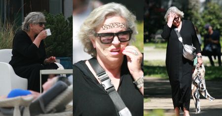Krystyna Janda z PLASTRAMI na twarzy relaksuje się w towarzystwie reżyserów w Sopocie. Jej czoło "zdobiła" panterka (ZDJĘCIA)