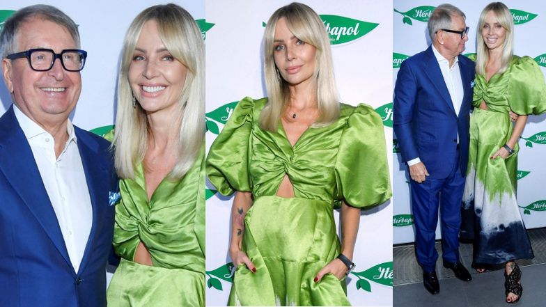 Agnieszka Woźniak-Starak na ściance z Jerzym Starakiem