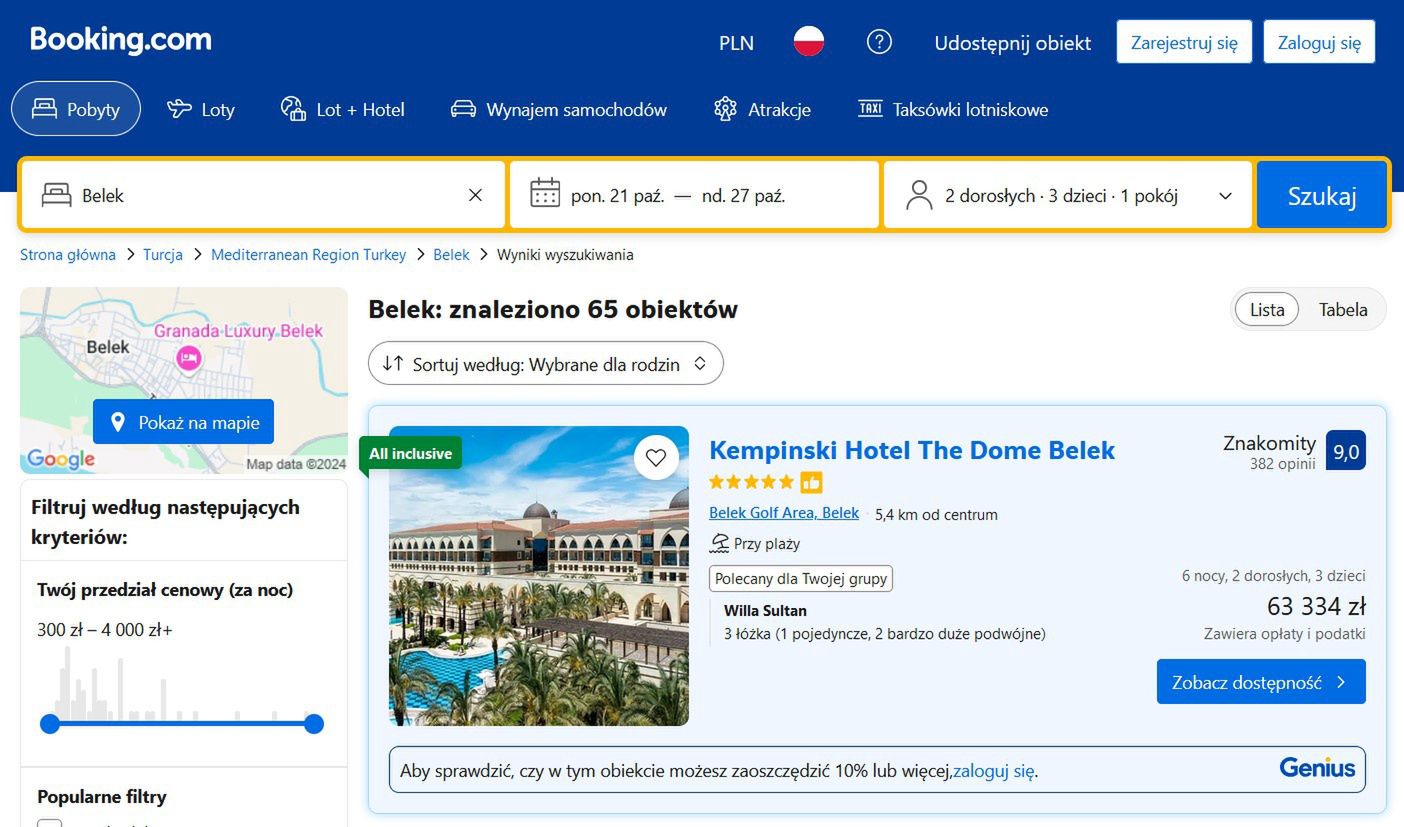 Oferta tygodniowego pobytu w tureckim hotelu