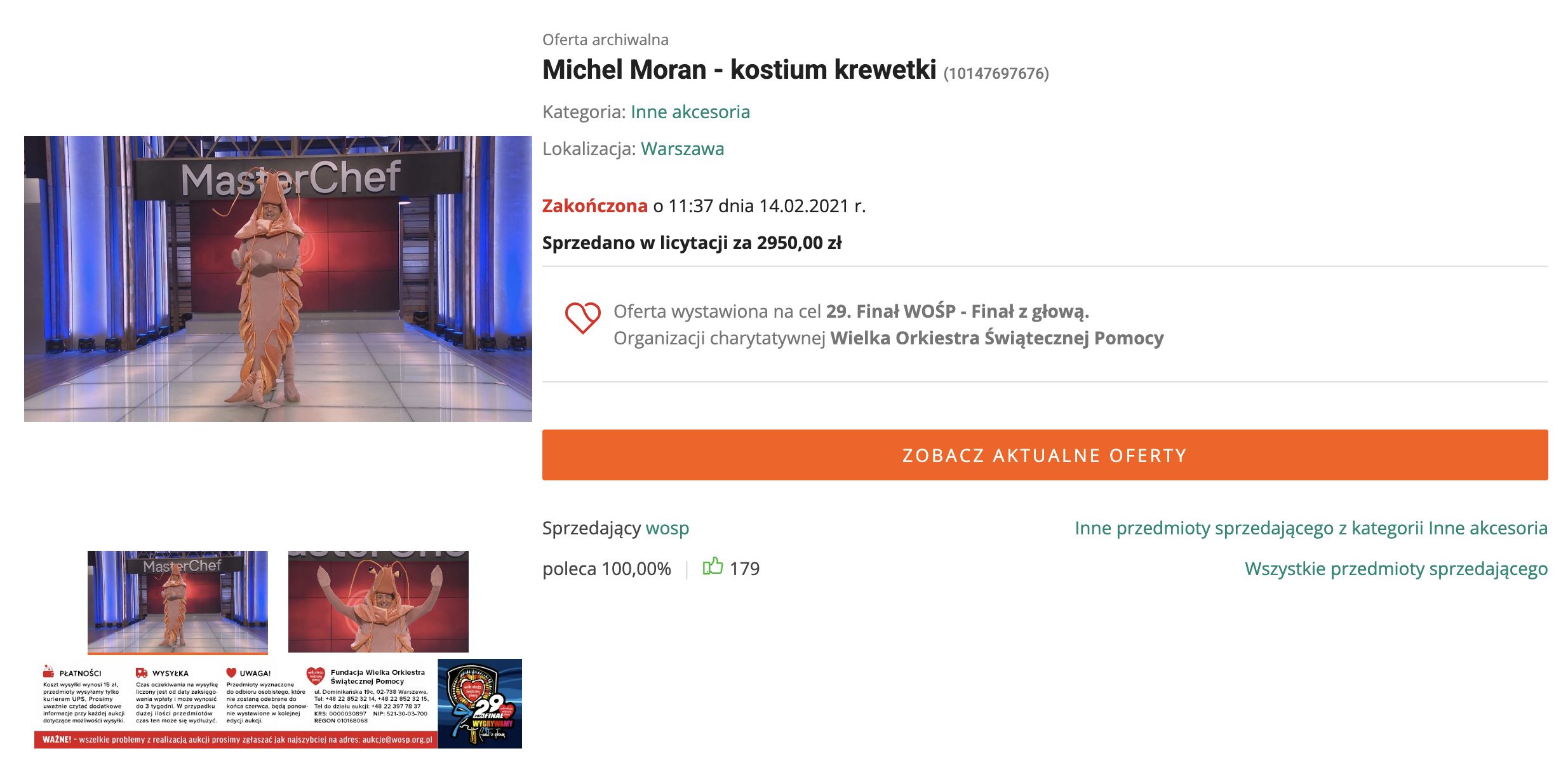 Michel Moran - kostium krewetki