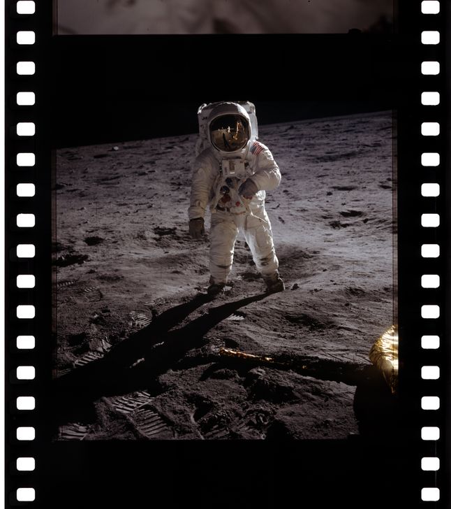 Portret Buzza Aldrina z Księżyca, 1969 rok.