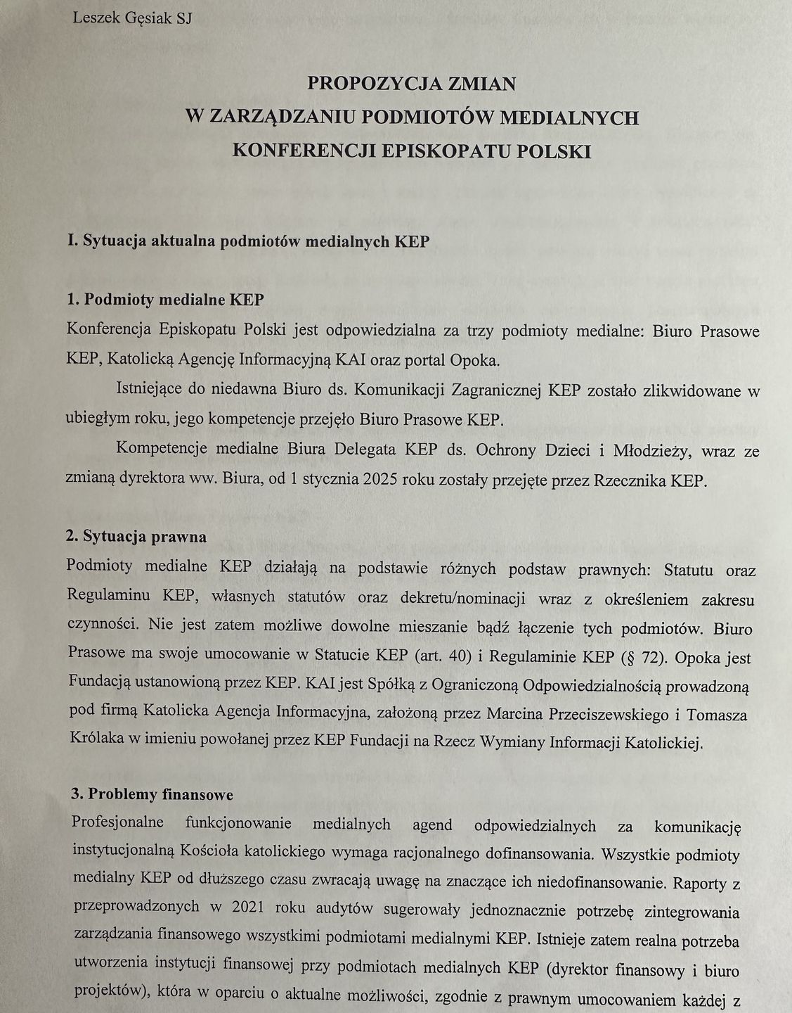 Plan księdza Leszka Gęsiaka ws. utworzenia "konsorcjum" medialne