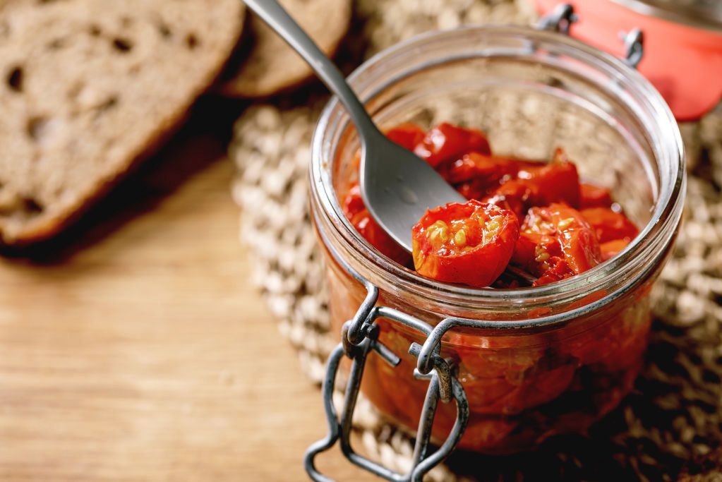 Cherry tomatoes prepared this way taste fantastic on toast.