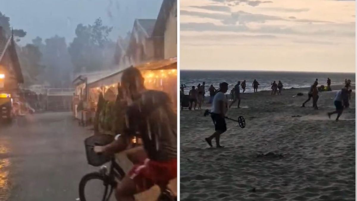Potężne oberwanie chmury nadciągnęło na plażę w Stegnie. Plażowicze uciekli w popłochu