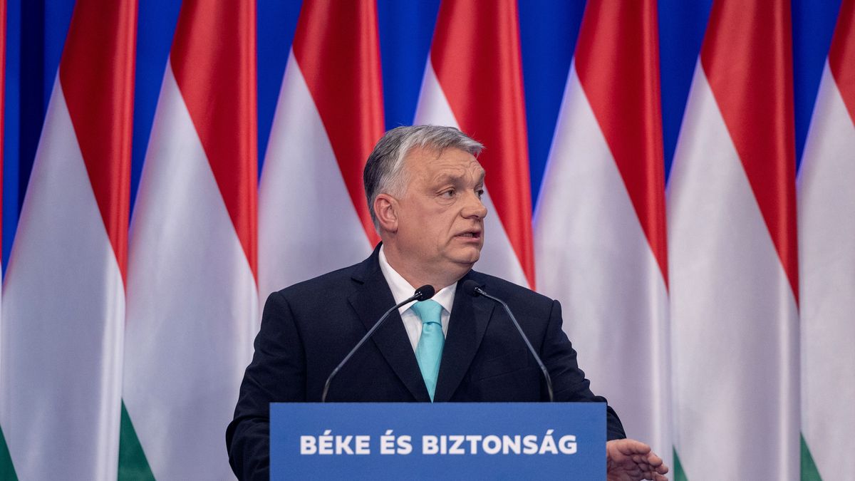 BUDAPEST, HUNGARY - FEBRUARY 18: Hungary's Prime Minister Viktor Orban delivers his annual State of the Nation speech on February 18, 2023 in Budapest, Hungary. (Photo by Janos Kummer/Getty Images)