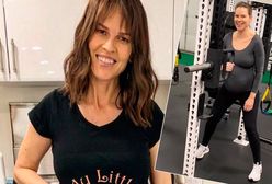 Hilary Swank na siłowni. Ma 48 lat i jest w zaawansowanej ciąży z bliźniętami, ale nie rezygnuje z treningu