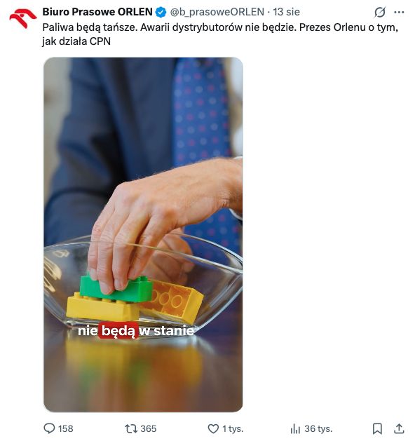 Prezes Orlenu na klockach LEGO tłumaczy