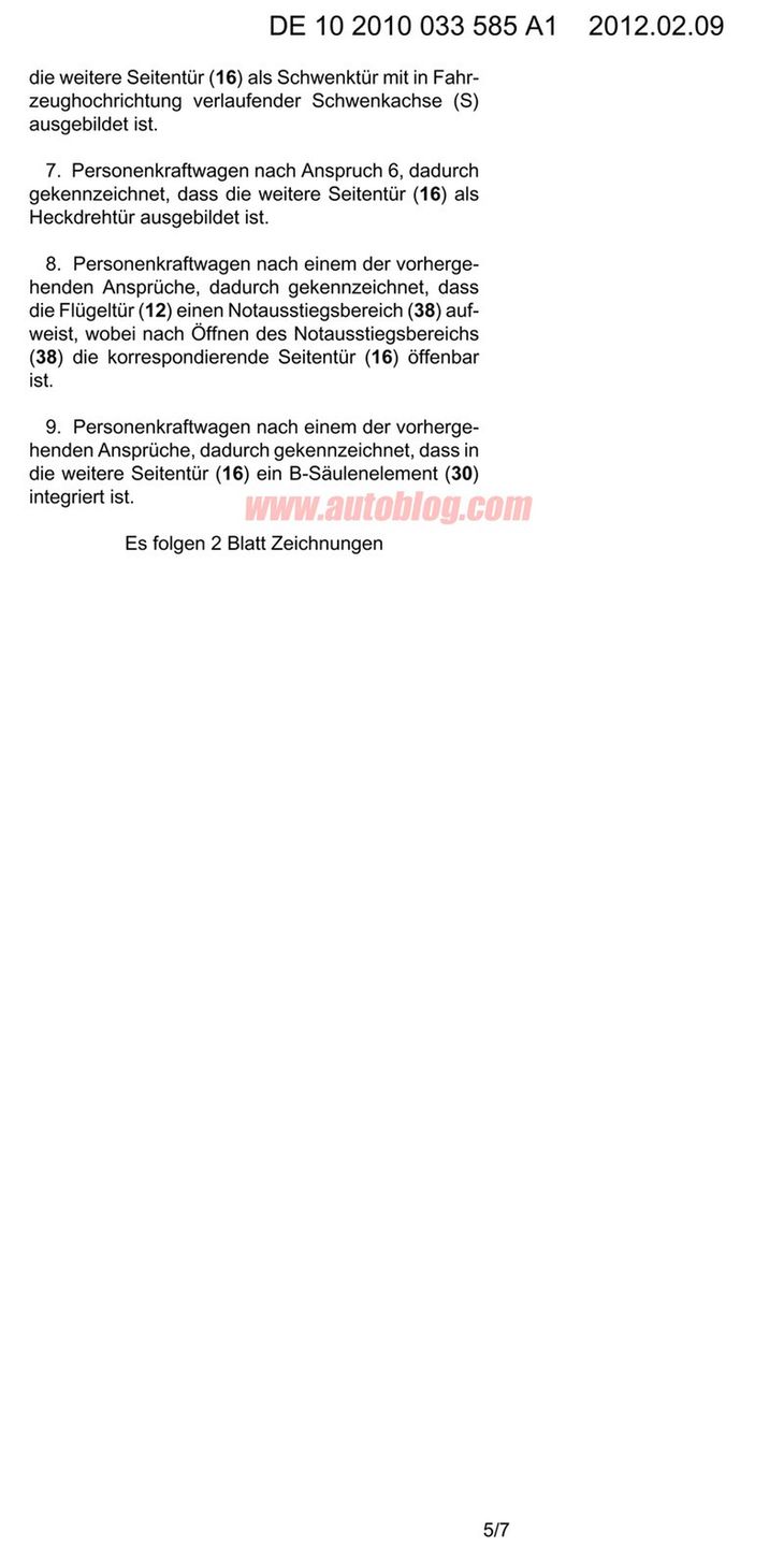 4-drzwiowy Mercedes-Benz SLS AMG - patent