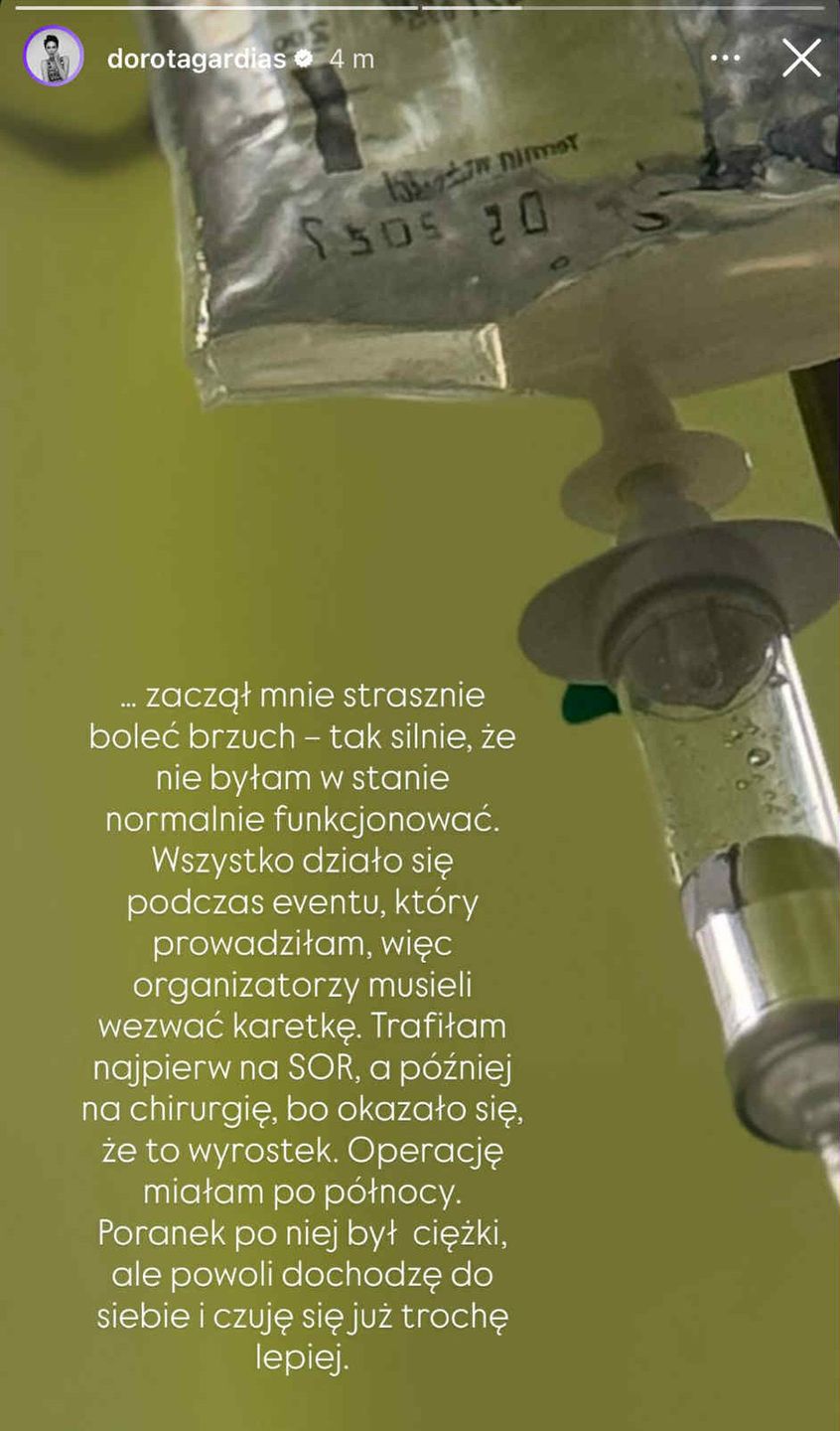 Dorota Gardias jest w szpitalu