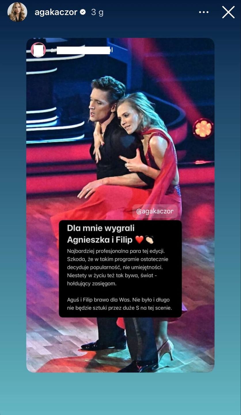 Wpis Agnieszki Kaczorowskiej na Instagramie