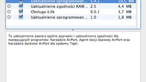 Aktualizacje AirPort, RAW, obsługi iLife 1