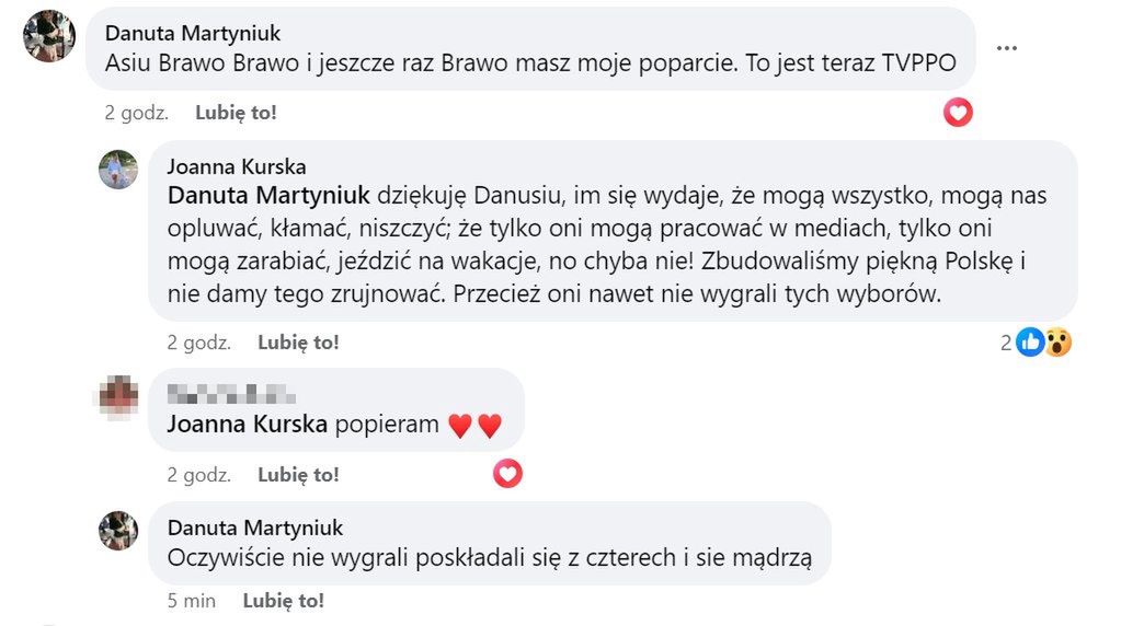 Danuta Martyniuk wspiera Joannę Kurską