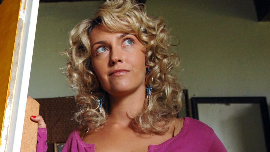 Magdalena Waligórska na planie serialu "Ranczo"