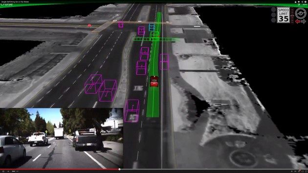 Google Self Driving Car odstęp