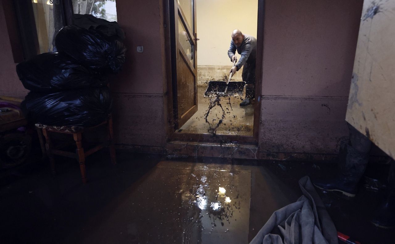 Water has flooded into many apartments.