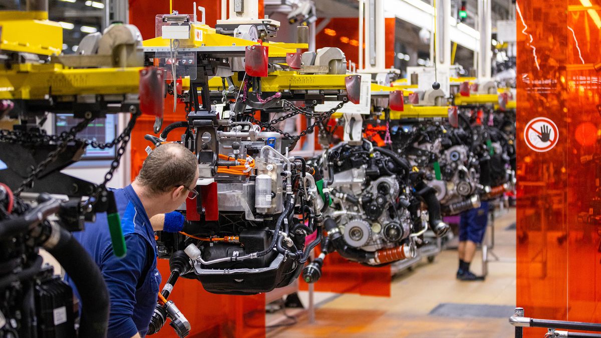 The engine for an all electric Mini Countryman on the assembly line in the BMW Group factory in Leipzig, Germany, on Thursday, March 21, 2024. New-vehicle registrations rose to 995,059 units last month, the European Automobile Manufacturers' Association said Thursday. Photographer: Krisztian Bocsi/Bloomberg via Getty Images