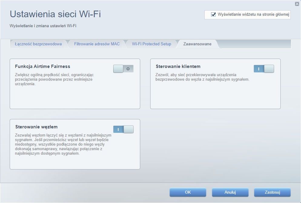 Linksys Velop Whole Home Mesh WiFi 6 MX5300-EU - zaawansowane ustawienia Wi-Fi w przeglądarce