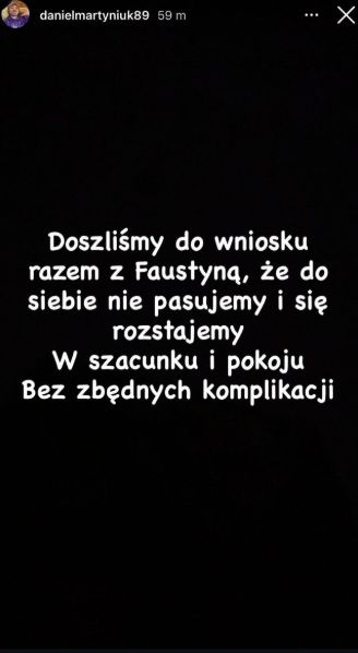 Daniel Martyniuk ogłasza rozstanie