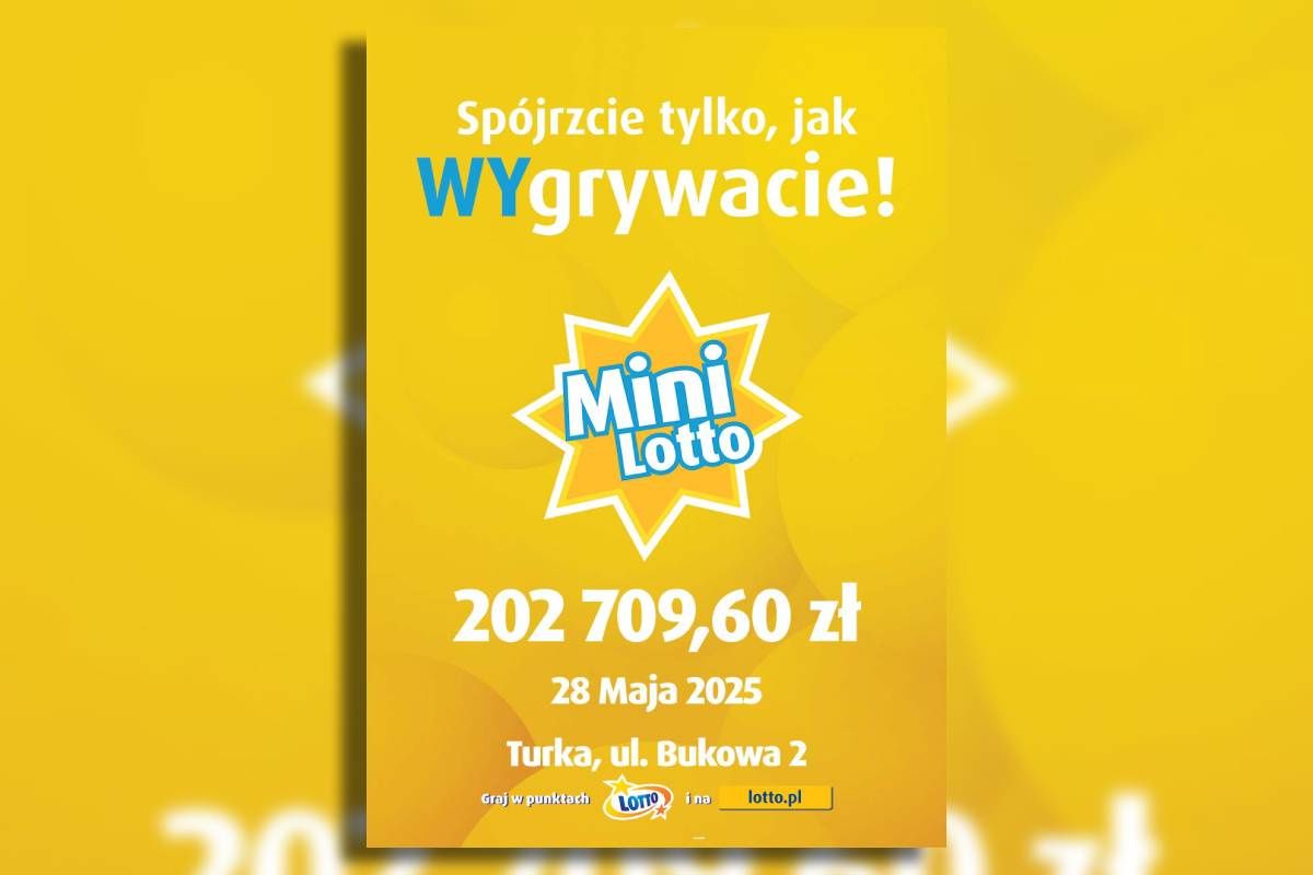 Plakat z wygraną w Mini Lotto w Turce z 28 maja 2025 r