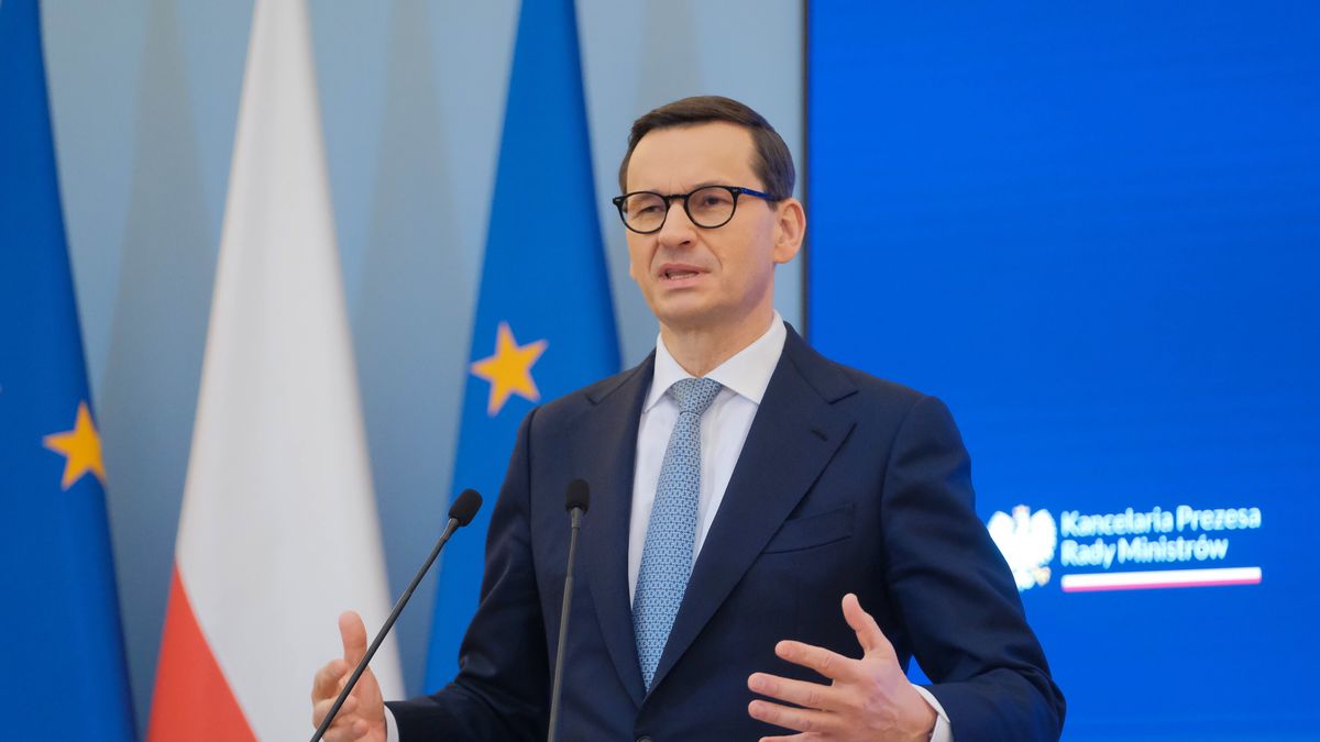 Warszawa, 13.12.2022. Premier Mateusz Morawiecki podczas konferencji prasowej po zakończeniu posiedzenia Rady Ministrów w siedzibie KRPM w Warszawie, 13 bm. (sko) PAP/Mateusz Marek