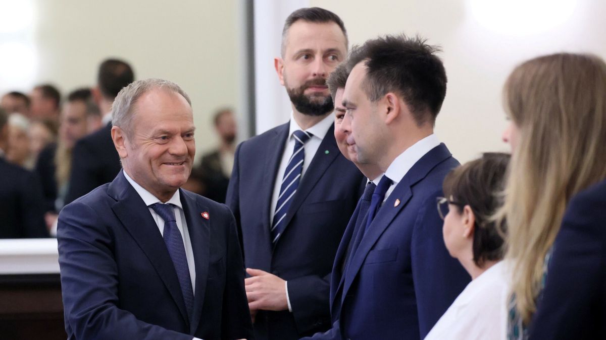 Posiedzenie rz?duFot. Wojciech Olkusnik/East News, Warszawa, 19.06.2024. KPRM. Posiedzenie rzadu Donalda Tuska.N/z: premier Donald Tusk, Wladyslaw Kosinika-Kamysz, Jan Grabiec, Andrzej Domanski.Wojciech Olkusnik