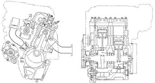 Przekroje silnika Yamaha Super Diesel